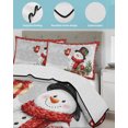 thumbnail image 3 of Quilts Queen Size Bedding Set, Gray Christmas Reversible Summer Quilt 3 Pieces, Xmas Snowman Snowflake Pine Tree Gifts Berry Red Lightweight Bedspreads Coverlets with 2 Pillow Shams for All Seasons, 3 of 5