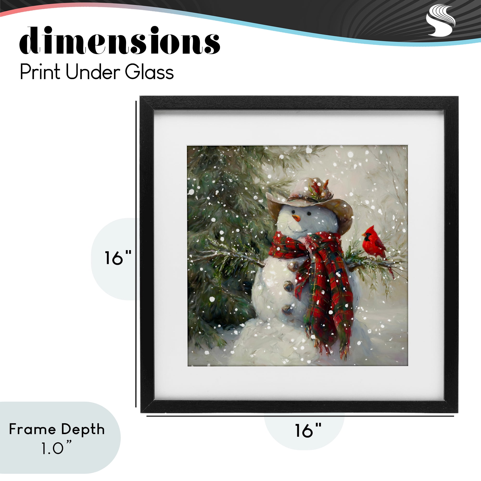 Stupell Industries Cowboy Snowman & Cardinal Black Framed Print Under Glass, design by Tina LeCour