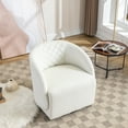thumbnail image 3 of Swivel Chair Teddy Fabric Solid Wood Frame Comfy Accent Sofa Chair Corner Chairs For Living Room Bedroom Hotel Office, 3 of 9