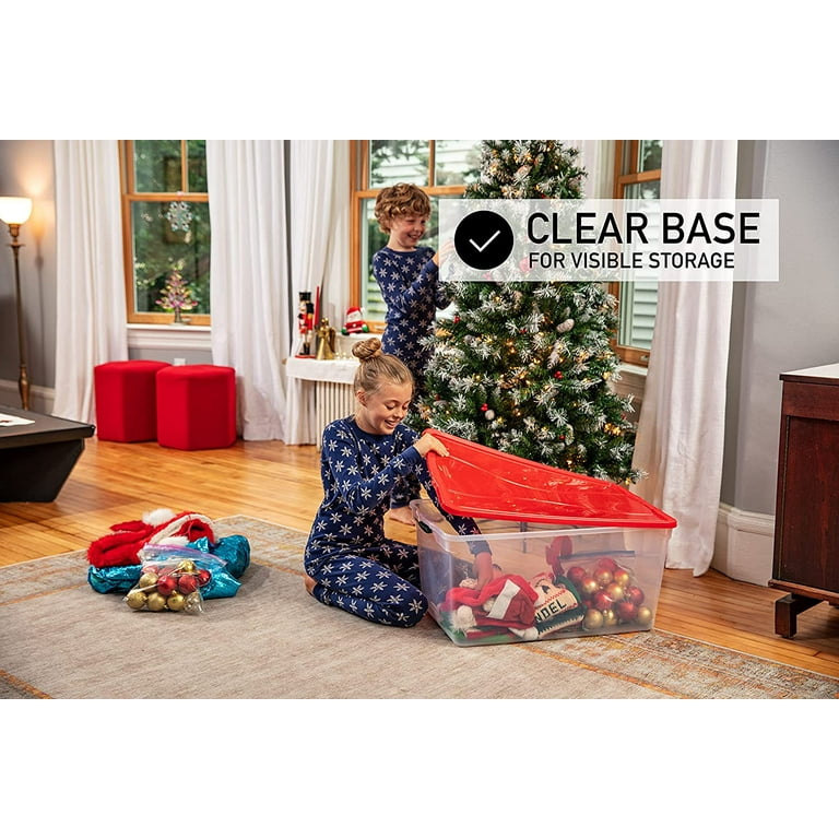 Rubbermaid Cleverstore 71 Qt Clear Holiday Storage Tote, 4 Pack