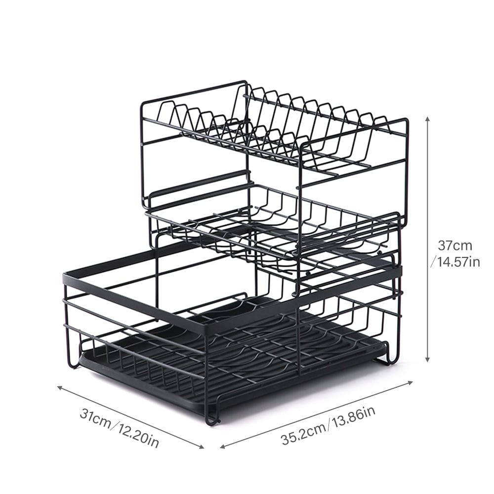 Kitchen Countertop 3 Tier Dish Rack Black Drainer 3 Levels Adjustable  Height in Large Capacity - China Kitchen Accessories and Storage Holders &  Racks price