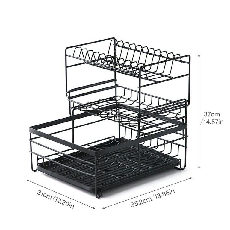 3-Tier Dish Drying Rack Kitchen Storage Shelf with Drain Board Countertop  Dinnerware Organizer Kitchen Organizer Drainer - AliExpress
