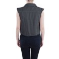 thumbnail image 2 of Womens Juniors Cotton Denim Blue Sleeveless Crop Jacket Jean Vest, 2 of 5