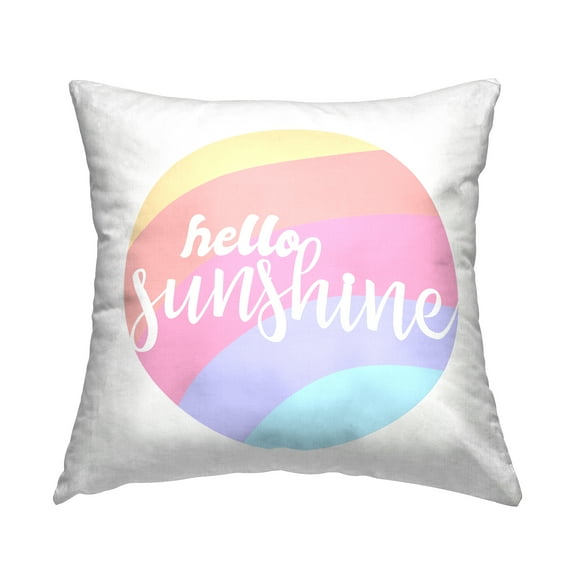 Stupell Industries Hello Sunshine Phrase Round Pink Rainbow Abstract Multi-Color,18 x 7 x 18 Decorative Pillows
