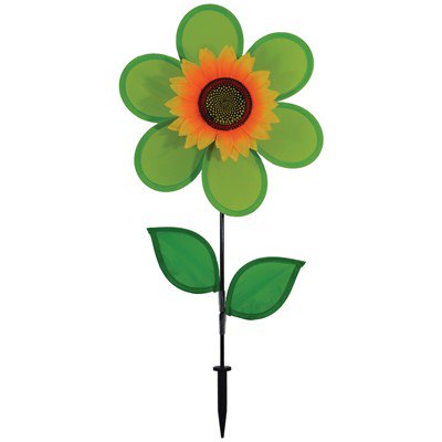 Colorful Flower Spinners Set Of 5 In the Breeze 12 Inch Green Sunflower Wind Spinner with Leaves - Colorful Flower for your Yard and Garden ()