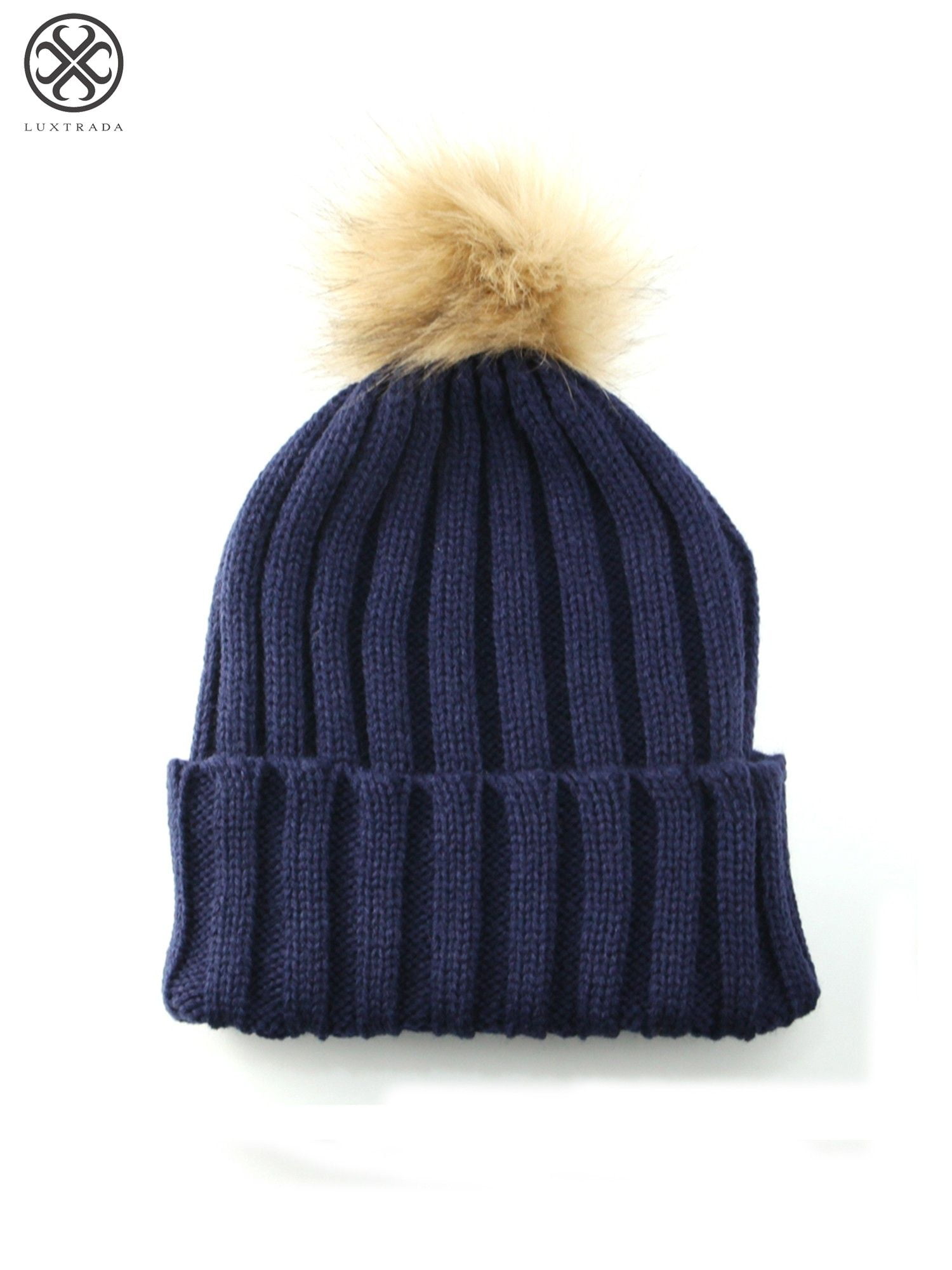 girls navy pom pom hat