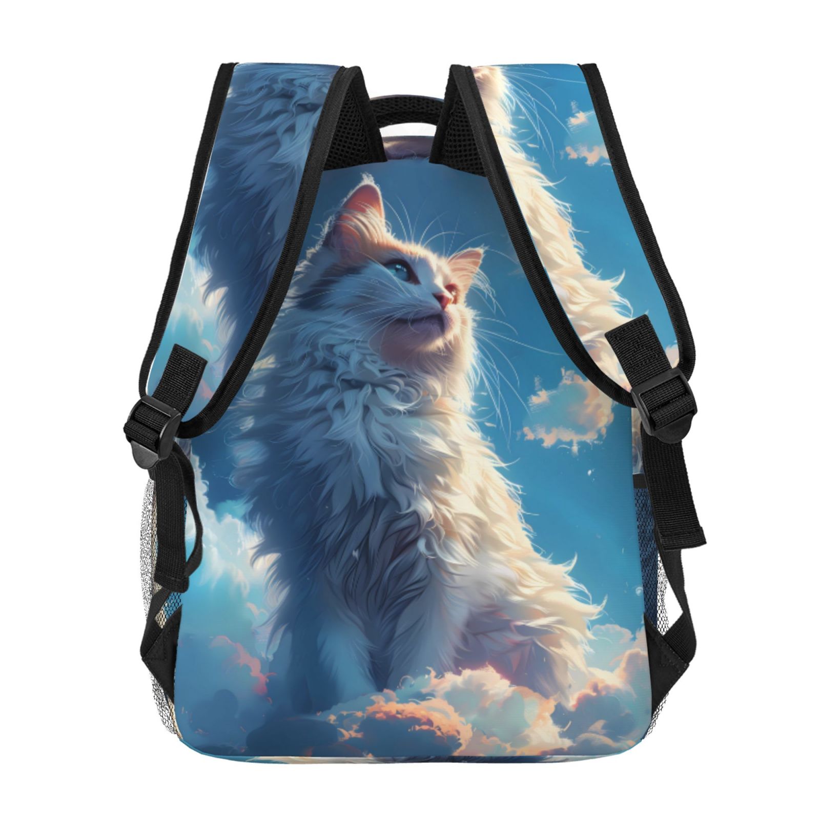 Xecao Clear Sky Blue Cat Backpack, a stylish and functional choice for both men and women, is the perfect basic bookbag for college, work, or travel