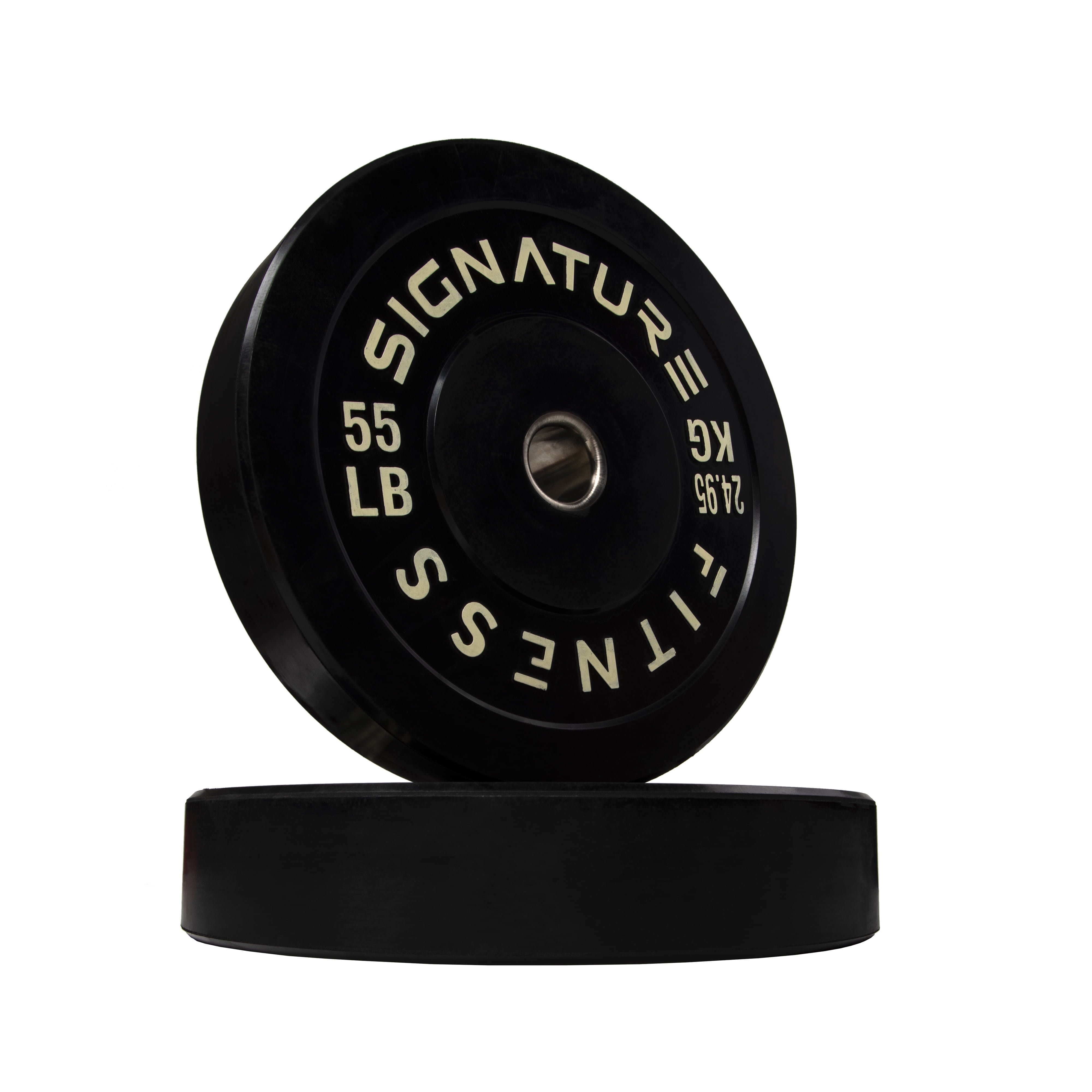 Signature Fitness 2" Olympic Bumper Plate Weight Plates with Steel Hub in Pairs or Sets - 100% Virgin Rubber