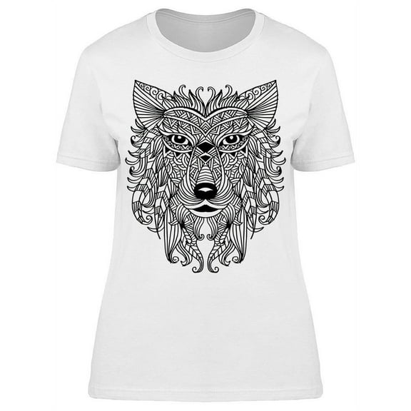 Decorative Wolf Head Art T-Shirt Women -Image by Shutterstock, Female Medium
