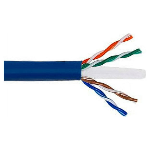 Kentek 1000 Feet FT CAT6 UTP Solid Bulk Cable 24 AWG 550 MHz Category 6 Unshielded Twisted Pair PVC Jacket Ethernet RJ45 Network Internet Cord Wire Blue
