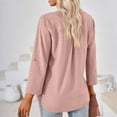 thumbnail image 6 of IROINNID Polyester Long Sleeve T Shirt for Women Casual Solid Slot Neck Loose T-shirt Top,Hot Pink, 6 of 7