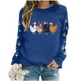 thumbnail image 3 of ZXLBBD Christmas Oversize Women Long Sleeve Crewneck Sweatshirts Chicken Printed Lightweight Sweatshirts Top Casual Outdoor Loose Fit Daily Wear, 3 of 5