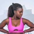 thumbnail image 2 of Afua Reversible Yoga Top -Brown  Hot pink Workout Bra, 2 of 3