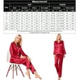 thumbnail image 5 of Women's Pyjama Set Long Sleeve Pyjamas Silk Satin Pjs Soft Button Down Sleepwear Set Loungewear, 5 of 5