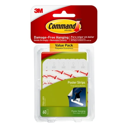Command Poster Strips Value Pack, White, Small, 60 Strips/Pack