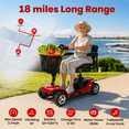 thumbnail image 5 of SACVON 4 Wheel Mobility Scooter for Seniors, 330 lbs Heavy Duty Electric Powered Scooter with 18 Miles Long Range, Swivel Seat & Removable Basket for Travel and Grocery Shopping, Red, 5 of 18