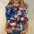 thumbnail image 2 of KDDYLITQ States 250th Anniversary Shirt Womens 250th Anniversary Printed 3/4 Sleeve Red White Blue Tees Usa Flag Crew Neck Lounge Clothes Comfy Tops White M, 2 of 5