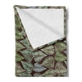 thumbnail image 2 of Green and Brown Soft Flannel Fleece Throw Blanket, Hand Drawn Foliage Pattern with Leaves with Lines Sketch Style Vintage, Cozy Plush for Indoor and Outdoor Use, 50" x 70", Multicolor, by Ambesonne, 2 of 5