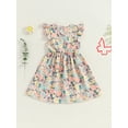 thumbnail image 3 of EYIIYE Robe Midi d'Été pour Petite Fille 1T-8T, Robe Trapèze à Manches Volantées pour Tout-Petit, Imprimé Floral, Col Rond, Robe Décontractée, Col Rond, Robe de Princesse à Fleurs pour Fête, Mode pour Enfants, Vêtements Mignons pour les Vacances, 3 of 6