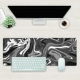 thumbnail image 7 of Desk Mat, Abstract Black White Ink Liquid Waves Extended Gaming Mouse Pad Large, 31.5"x11.8" Big Mouse Pad with Non-Slip Base and Stitched Edge, Long Computer Keyboard Mouse Mat for Home Office Work, 7 of 7