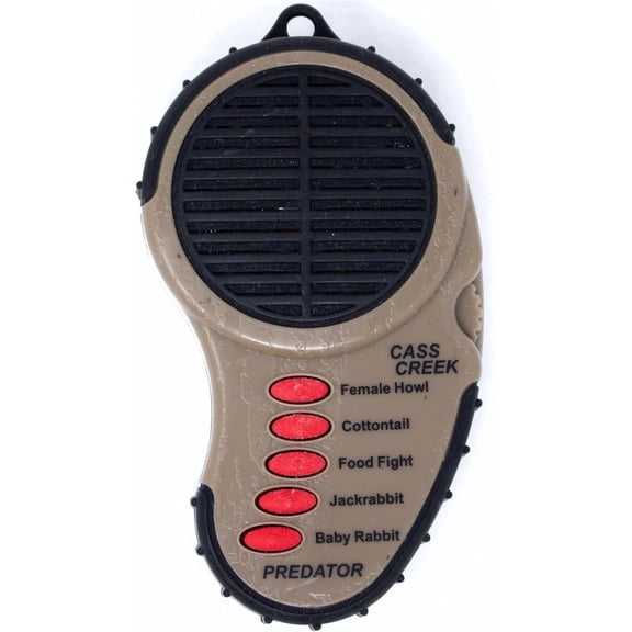 Cass Creek Ergo Predator Call for Hunting, Electronic Handheld Coyote Game Call, Compact with 5 Preloaded Predator Sounds, One-Hand Use