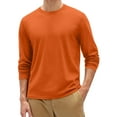 thumbnail image 3 of Kixjoy Mens Thermal Long Sleeve Shirt Big and Tall Slim Fit Crewneck Shirt Long Sleeve Winter Thermal Undershirts Basic Comfortable Lightweight Men's Clothing, Orange 4XL, 3 of 4