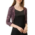 thumbnail image 1 of INSPIRAR CHIC Chaquetas para Mujeres Cárdigan de Encaje Floral de Manga 3/4 Top Transparente Gris Púrpura Oscuro M, 1 of 6
