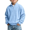 thumbnail image 2 of BXJX Boys Zip up Sweatshirts Size 10-12 T, Stand up Collar Waffle Knit Casual Long Sleeve Jackets for Spring Fall Light Blue, 2 of 9