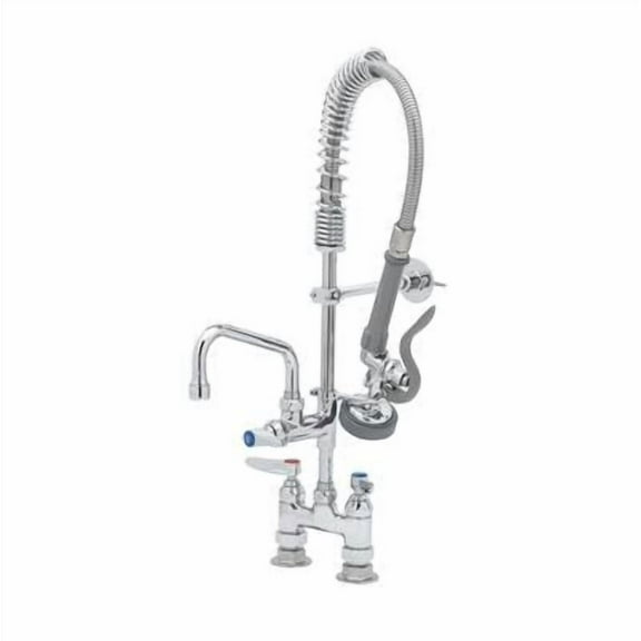 T&S Brass - Mini-PRU: 4'' Deck Mount Faucet, B-0107, 6'' Swing Nozzle, Lever Handles, Wall Bracket