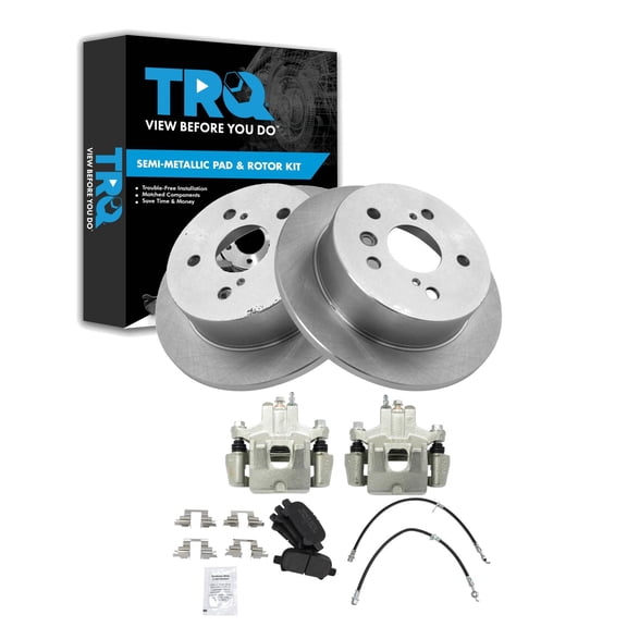 TRQ Rear Brake Pad and Rotor Set Semi Metallic Calipers Fits 2006-2007 Toyota Avalon 2006-2008 Solara