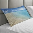 thumbnail image 2 of Beach Quilted Pillowcover, Sunny Summer Seashore Clear Sky Seashells Starfish Clouds Aquatic Picture, Standard King Size Accent Pillow Cover for Bedroom, 36" x 20", Aqua Cream Blue, by Ambesonne, 2 of 2