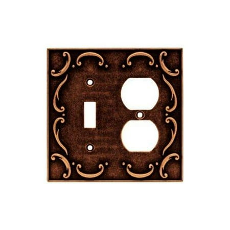France Outlet Brainerd 64275 French Lace Single Toggle Switch/Duplex Outlet Wall Plate / Switch Plate / Cover, Sponged Copper ()