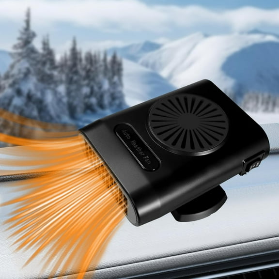 Car Heater 12V 200W Fast Heating Defrost Defogger Automobile Windscreen Fan 2 in 1 Heating and Cooling Fan in Cigarette Lighter (Black Black)