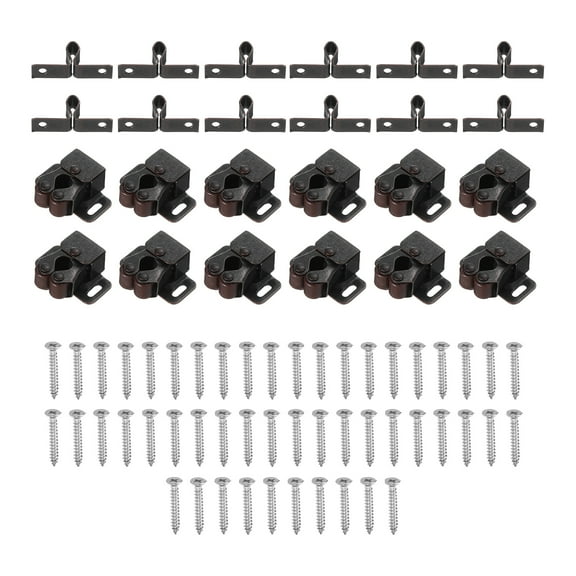 12 Pack Double Roller Catch Cabinet Latch for Cabinet Closet Door Latches and Catches, Copper