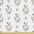 thumbnail image 1 of Cartoon Fabric by the Yard, Continuous Your Are Loved Phrase Little Bears Sleeping Doodle Pattern, Decorative Upholstery Fabric for Chairs & Home Accents, White and Multicolor by Ambesonne, 1 of 5