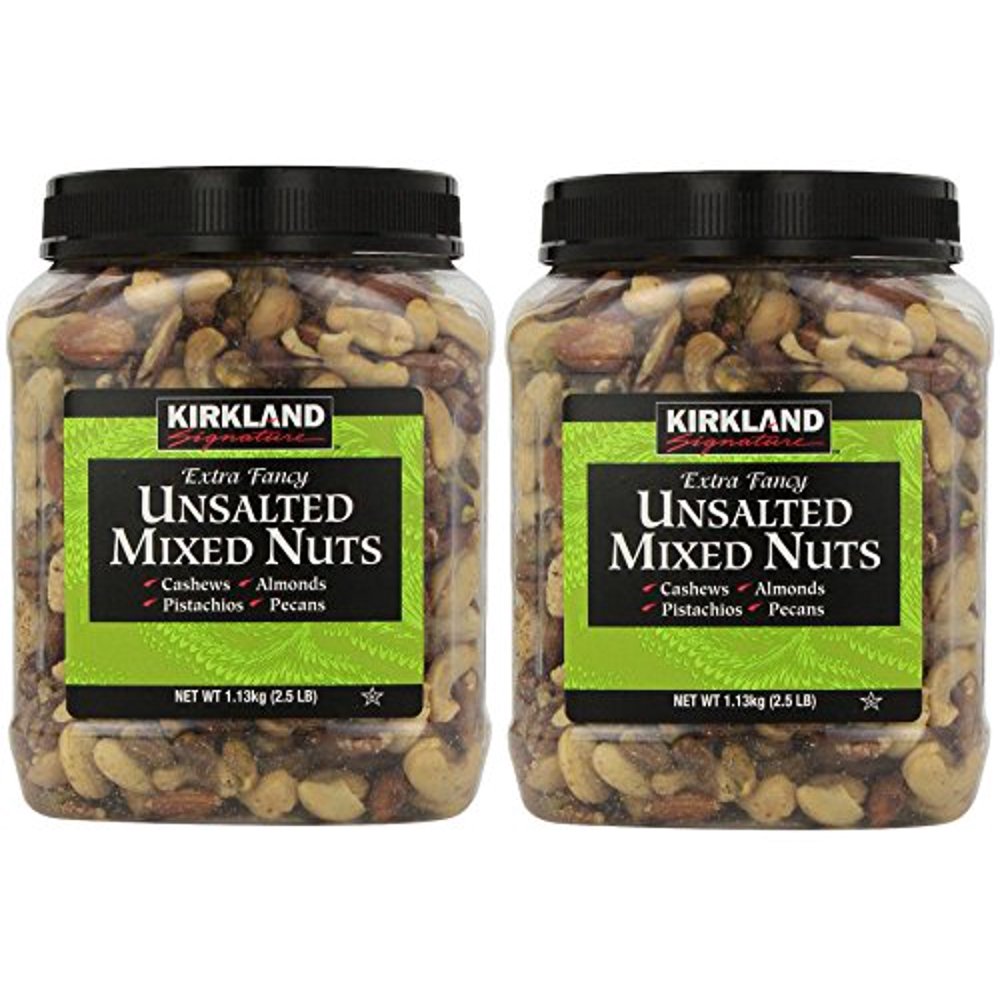 Extra Fancy Unsalted Mixed Nuts, 2 Jars (2.5 LB)