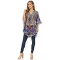 thumbnail image 5 of Sakkas Tallulah Wide Circle Blouse V Neck Top With Tassle Ties And Rhinestones - 442 - OS, 5 of 5