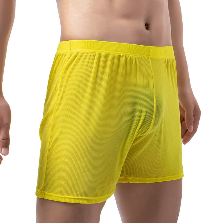 Lopecy-Sta Men Casual Fashion Solid Underwear Gold Dot Mesh Striped Boxer  Breathable Hip Shorts Boxers for Men Boxer Briefs for Men Yellow Savings