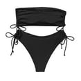 thumbnail image 5 of Bikinis for Women Strapless Bandeau Backless Tube Top Ruched Drawstring V Waist Cheeky Briefs, 5 of 5