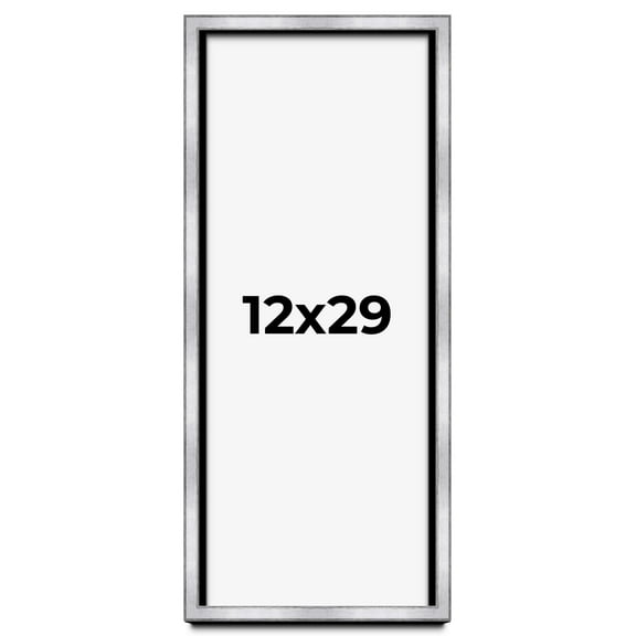 12x29 Shadow Box Frame Silver | 1.375 Inches Deep Real Wood Contemporary Shadowbox Display Frame |