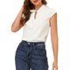 thumbnail image 1 of Blusa de Manga Corta Allegra K para Mujeres con Cuello de Muñeca con Perlas y Cuello Atado, Tops Casual, Blanca L, 1 of 6