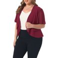 thumbnail image 4 of Agnes Orinda Plus Size Cropped Cardigan for Women Short Sleeve Open Front Lightweight Sheer Shrug 2X Burgundy, 4 of 6