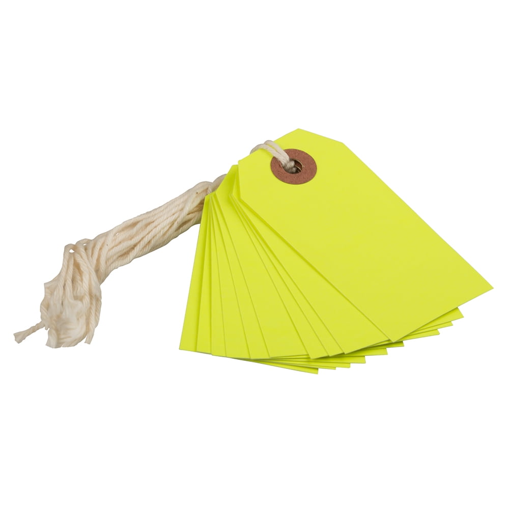 JAM Paper Small Neon Green Paper Gift Tags, with String 3 1/4 x 1 5/8 x 2 (10 Count)