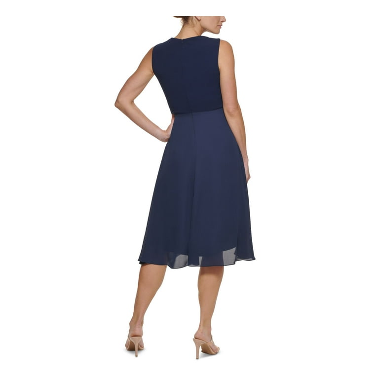 Dkny Sleeveless Draped Midi Dress Navy Size 12