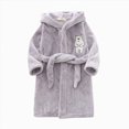 thumbnail image 7 of Boys Girls Kids Robe Hooded Bathrobe Boys Girls Soft Plush Flannel Pajamas with Belt Unisex Solid Color 2T 3T 4T 5T 6T 7T Toddler Winter Clothes for Kids,Grey,Size 6-7T, 7 of 7
