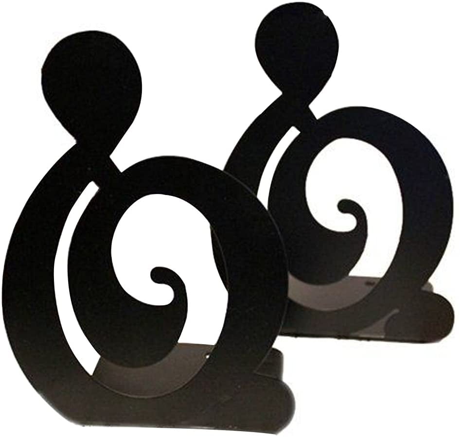 1Pair Music Notation Metal Bookends Creative Crafts Book Stand  Home Offce Decor 