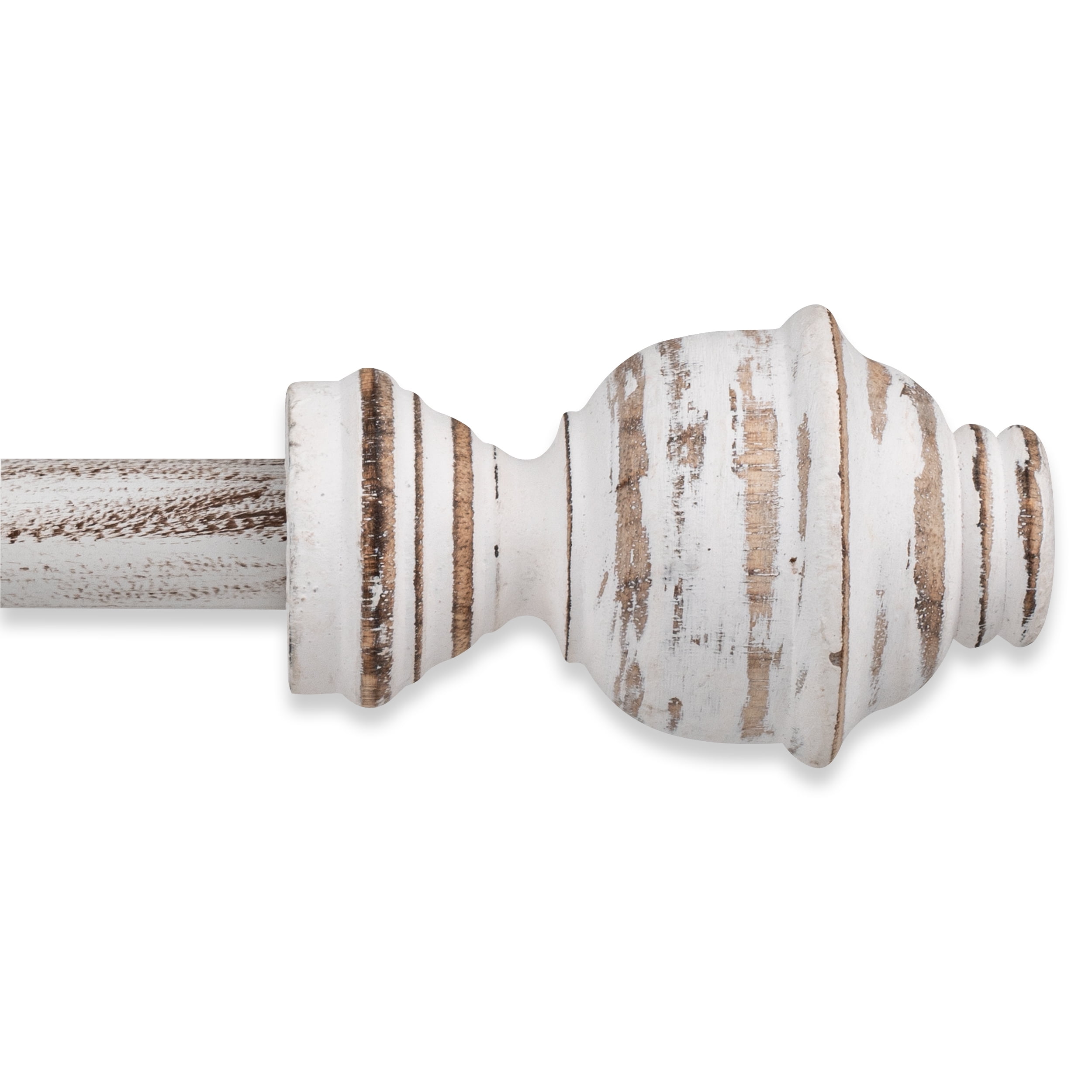 Cambridge Distressed Ivory White Farmhouse Rustic Curtain Rod Set 84"- 144"