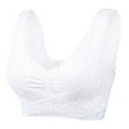 thumbnail image 4 of Sports Bras for Women Plus Size Front Cross Lace Trim Side Closure Seamless Wireless Push Up Bralettes Workout Yoga Bra, 4 of 4