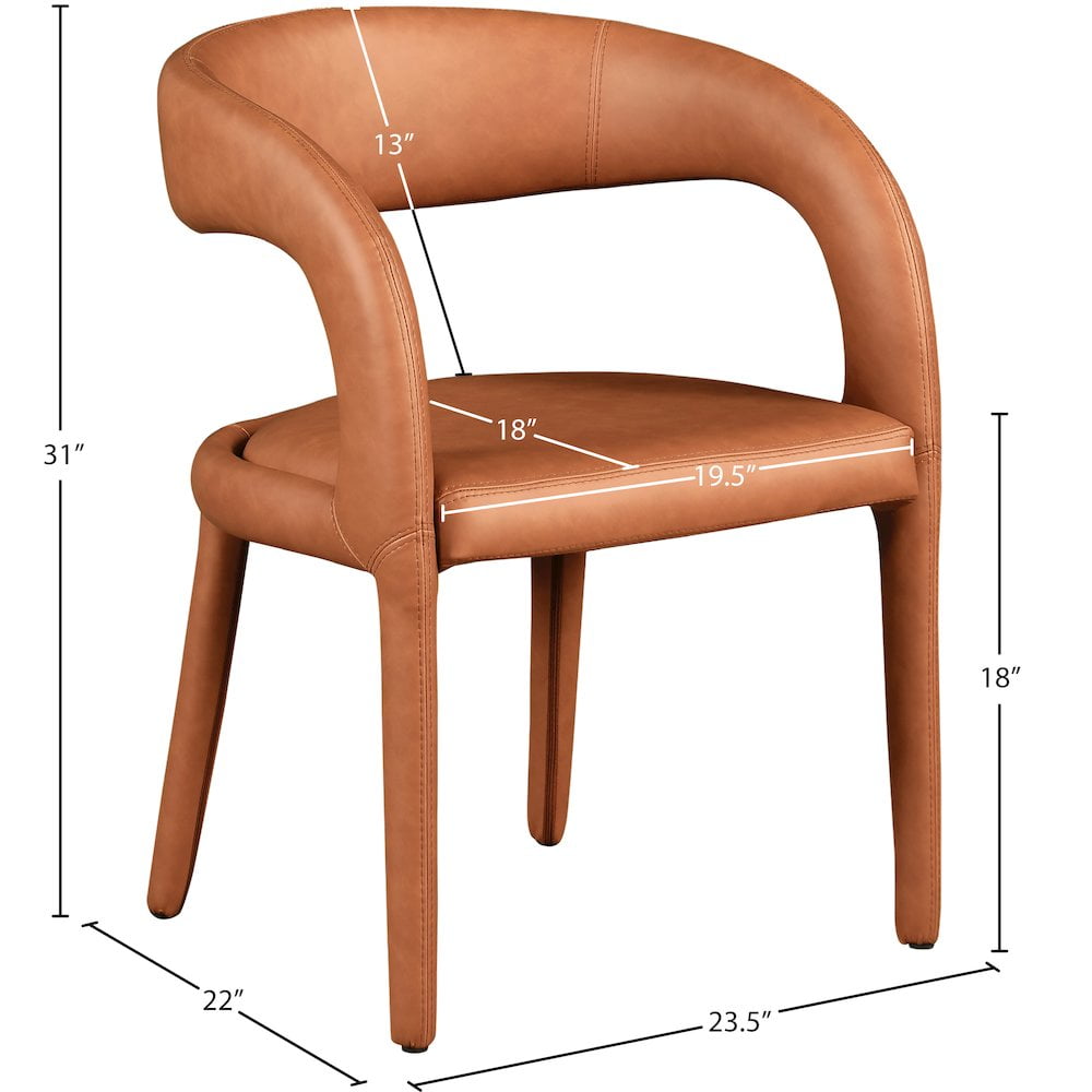 Meridian Furniture Sylvester Cognac Vegan Leather Dining Chair