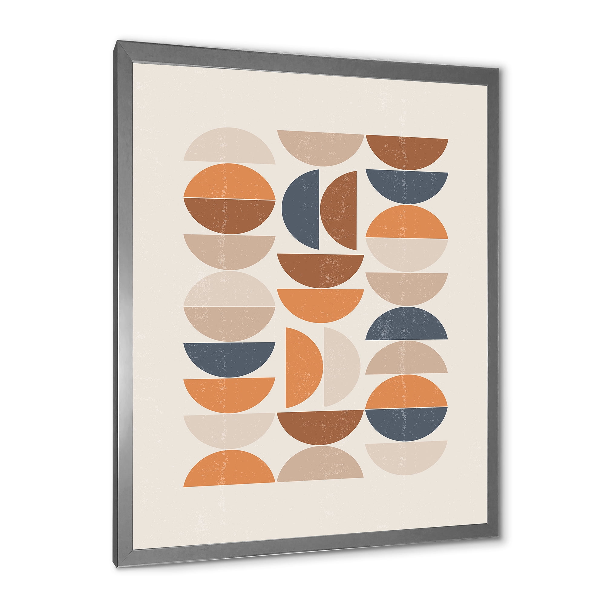 Designart 'Abstract Moon and Sun In Orange and Blue' Modern Framed Art Print